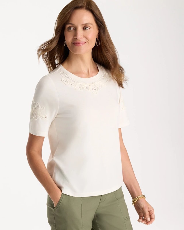 3D Cutwork Knit Tee - image 1